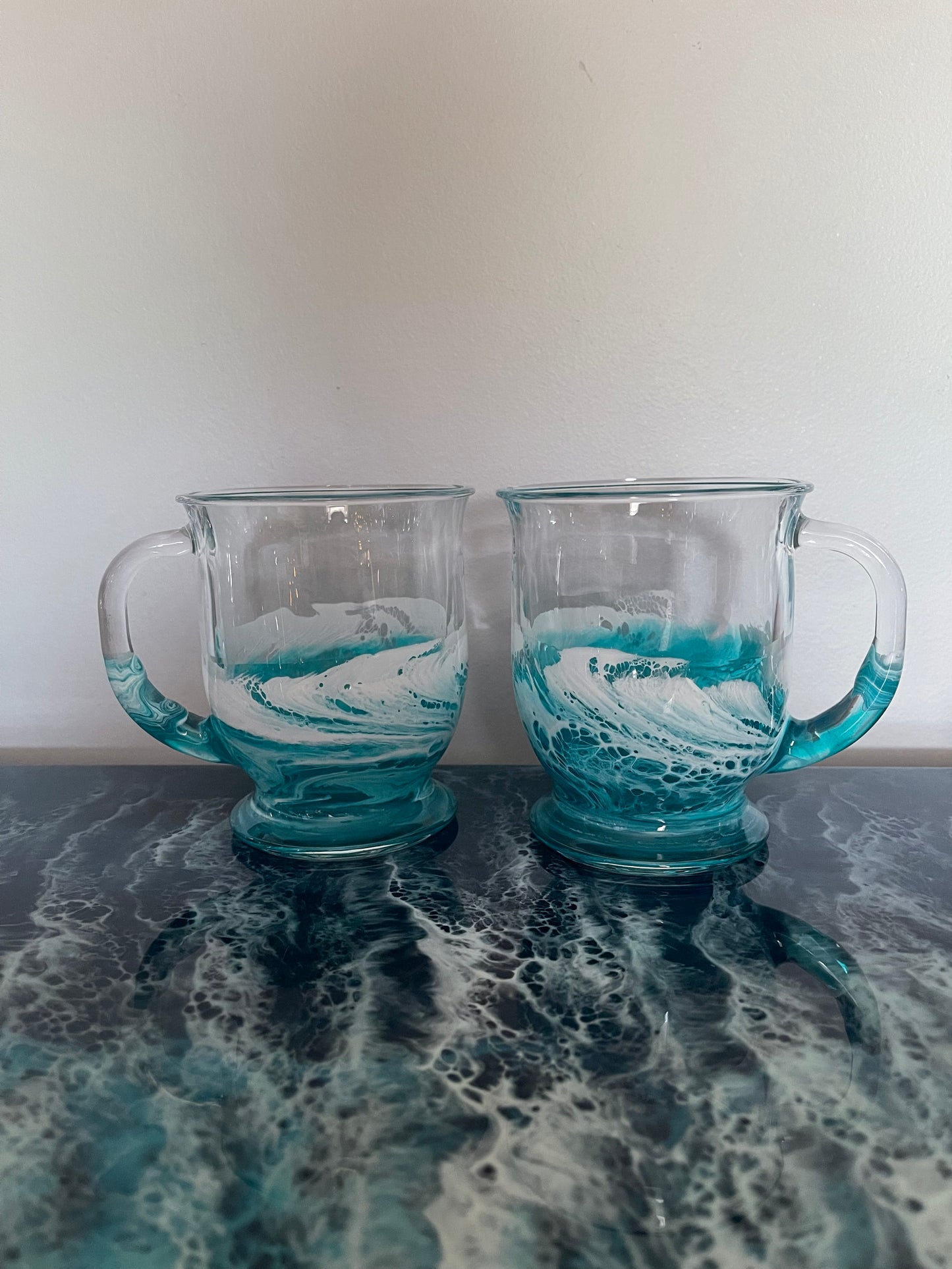 Ocean Resin Glass Coffee Mug Turquoise