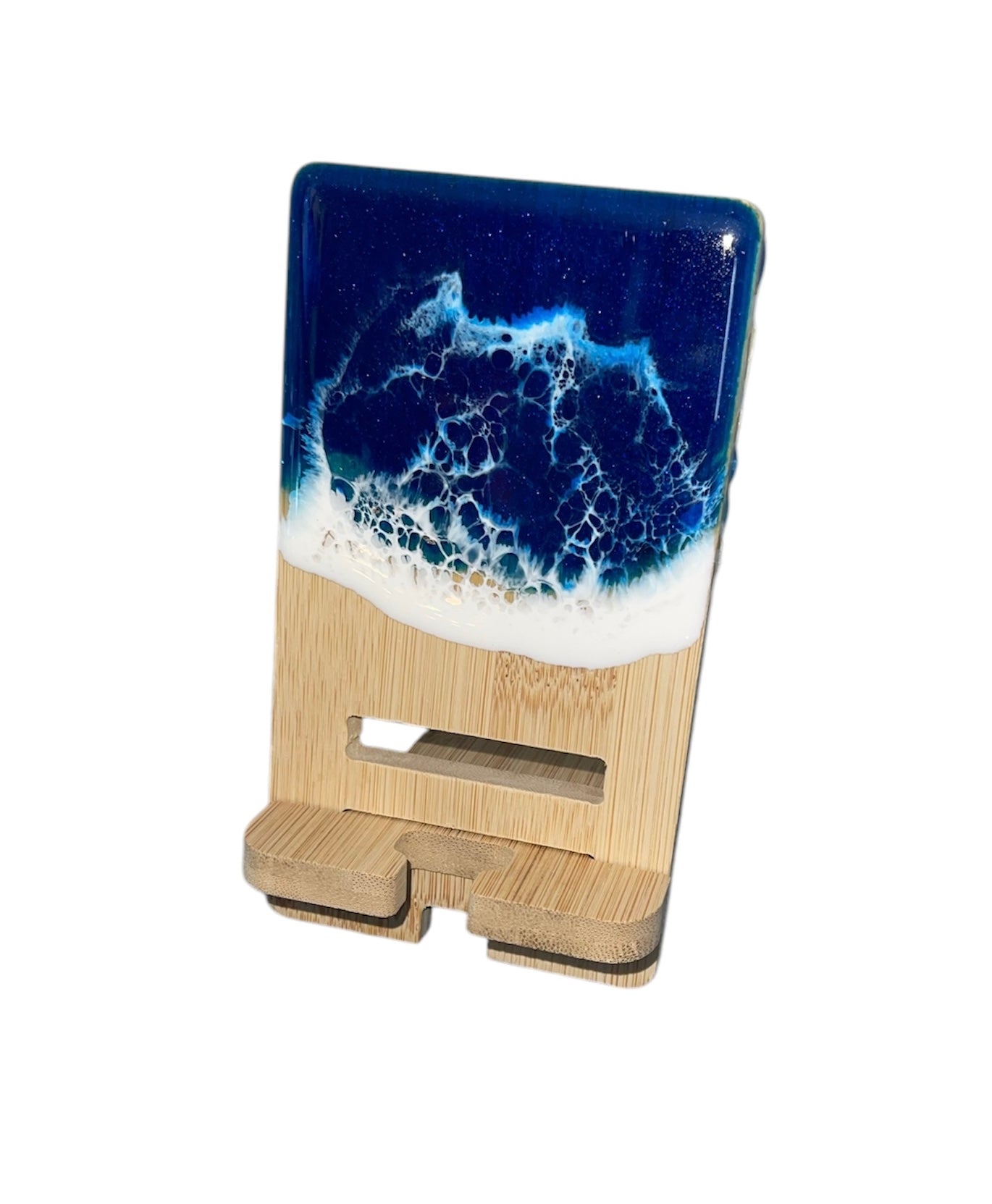 Ocean Resin Bamboo Cell Phone Stand