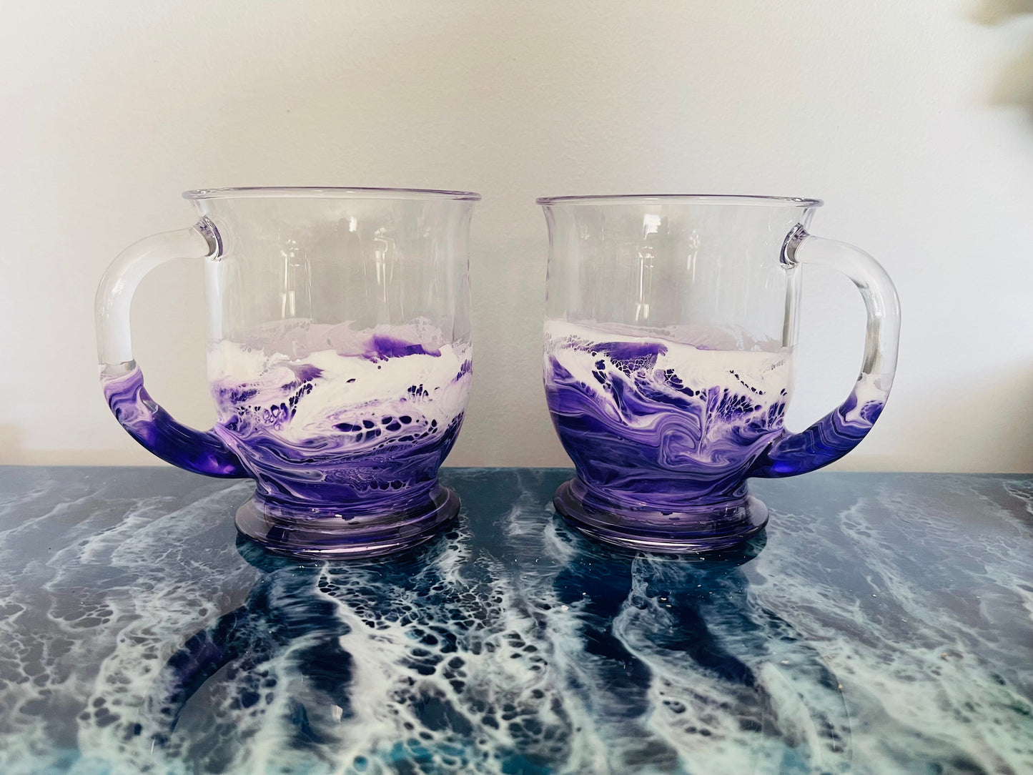 Ocean Resin Glass Coffee Mugs Purple