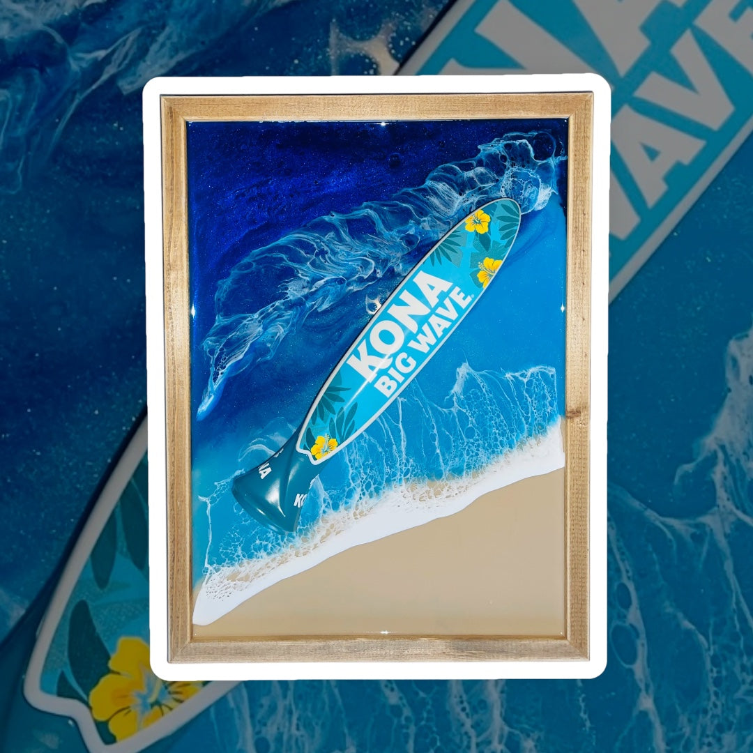 Ocean Resin Wall Art with Kona Beer Tap