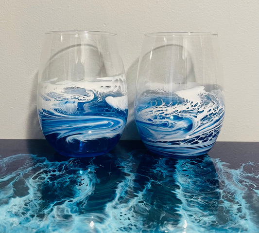 Ocean Resin Wine Glass Blue