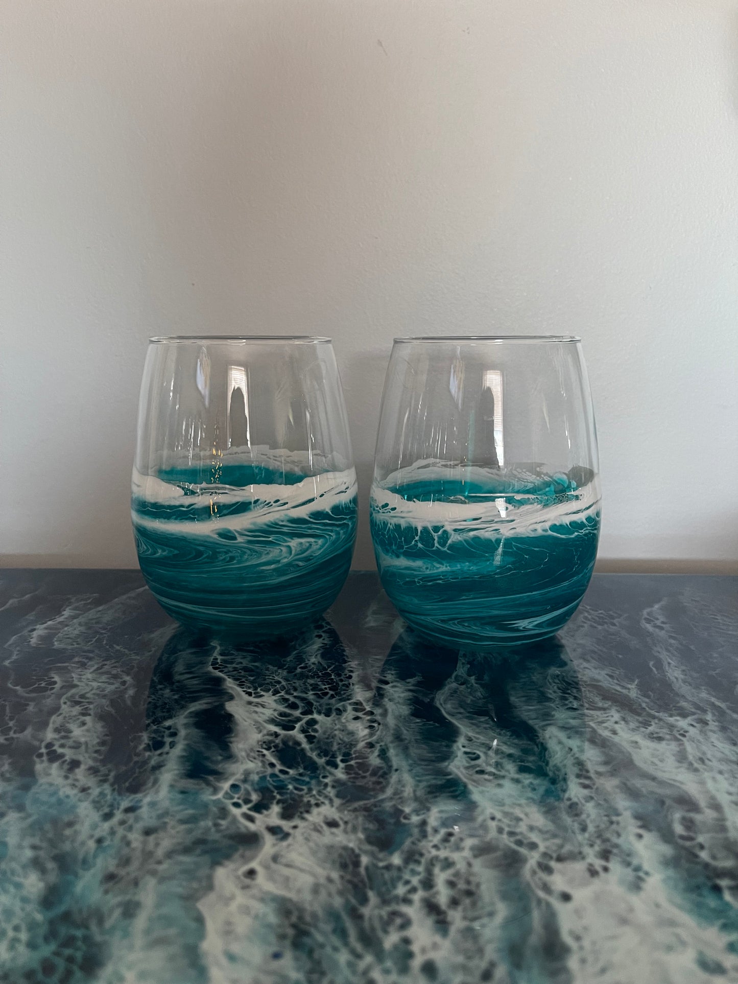 Ocean Resin Wine Glasses Turquoise