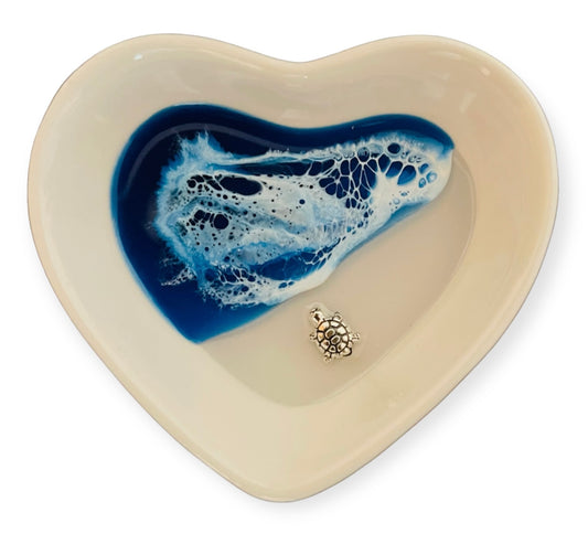 Ocean Resin Heart Shaped Trinket Dish