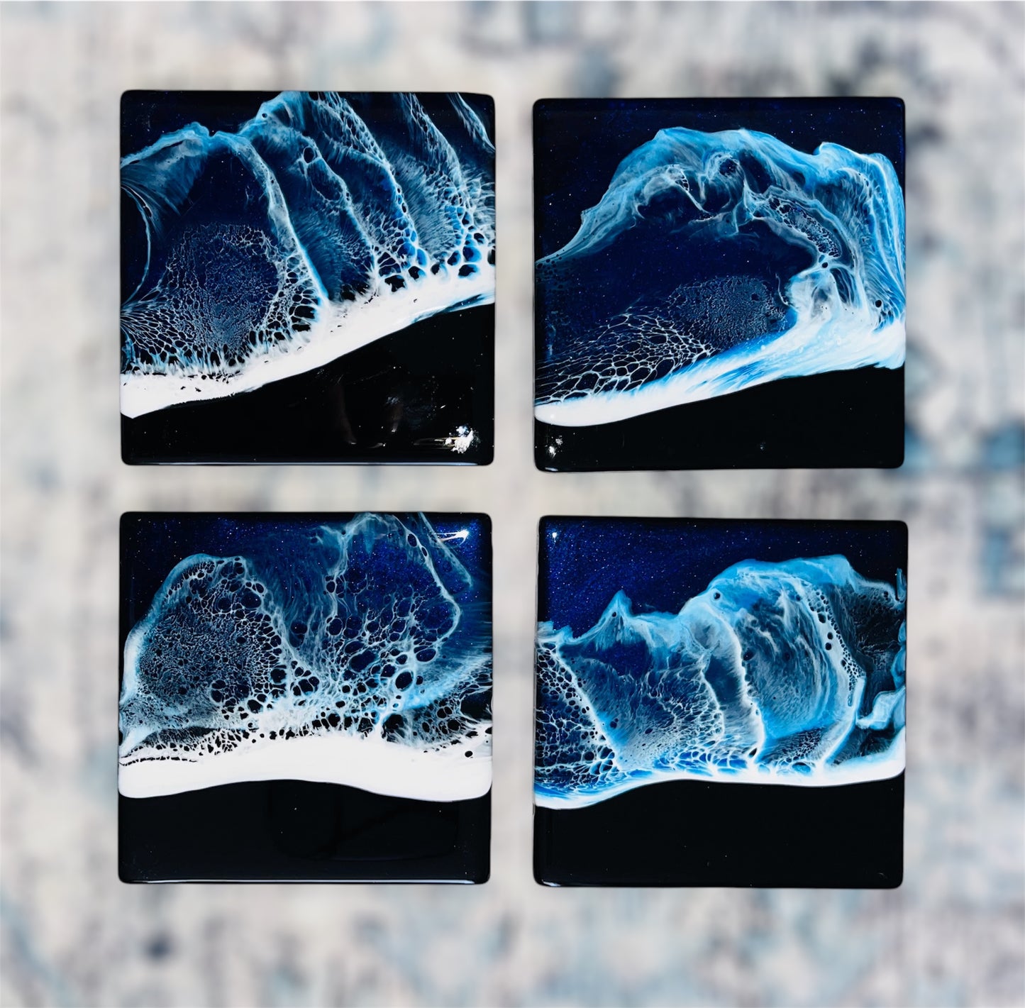 Ocean Resin Slate Coasters Set of 4
